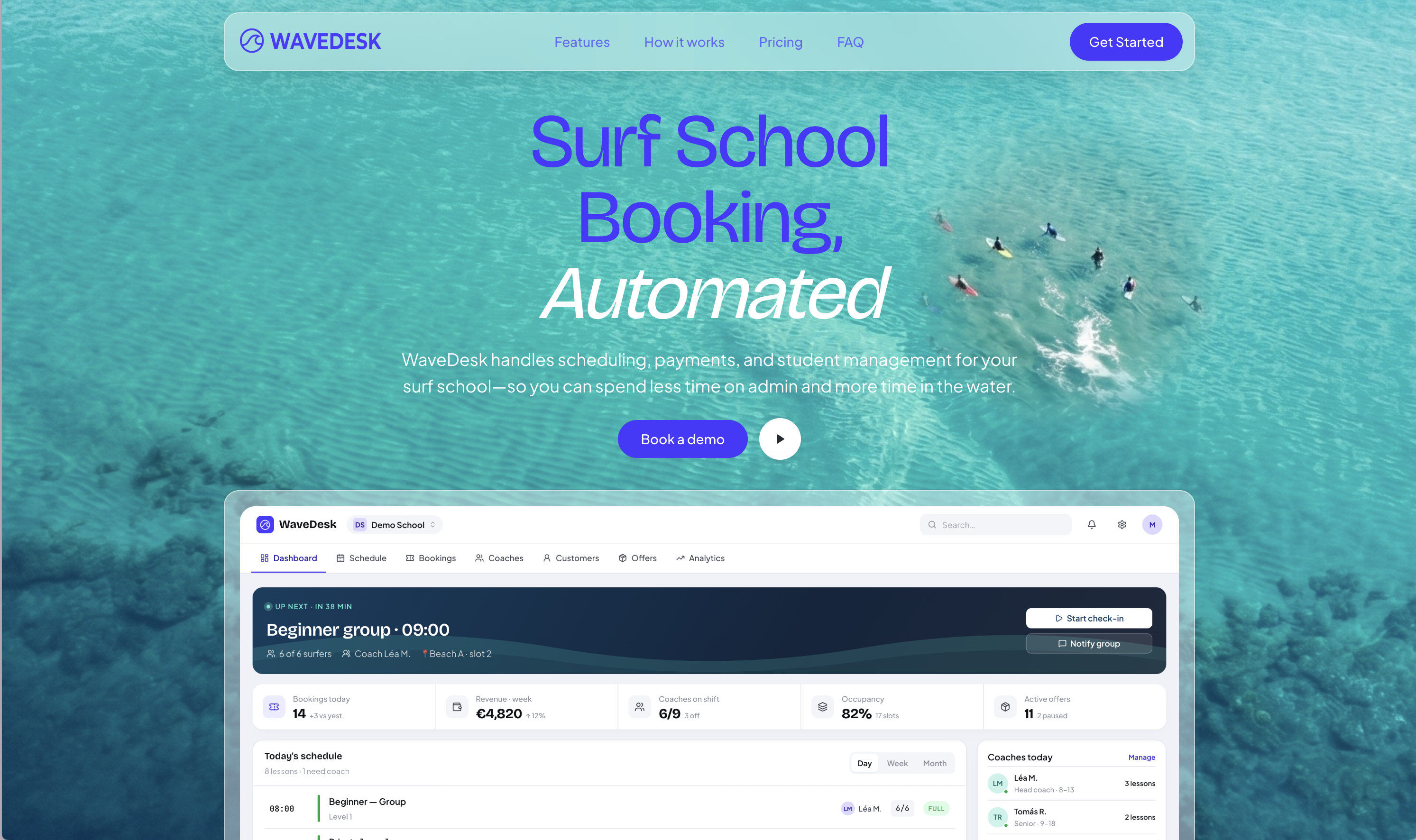 WaveDesk booking flow